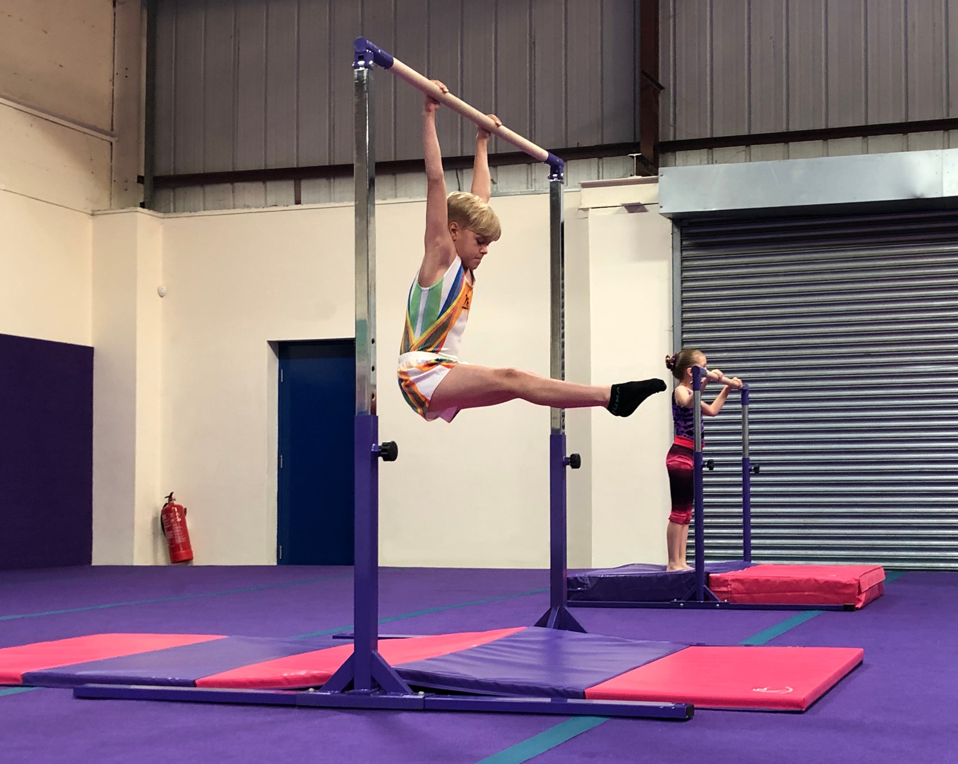 Gymnastics bar and cheap mat for home